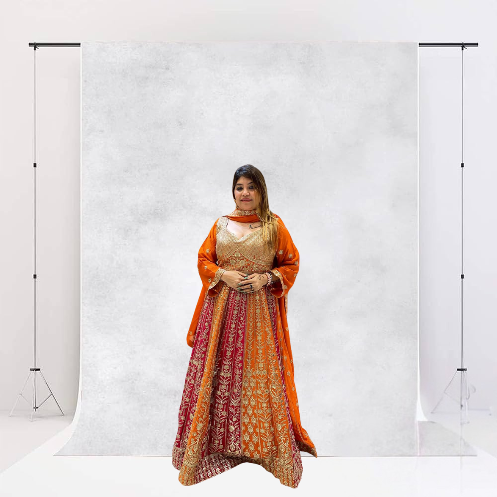 Orange Red Bridal Lehenga