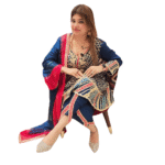 Navy Embroidered Suit