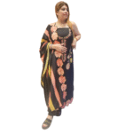 Black Floral Straight Suit