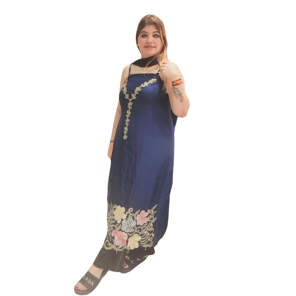 Black Embroidered Suit with Dupatta